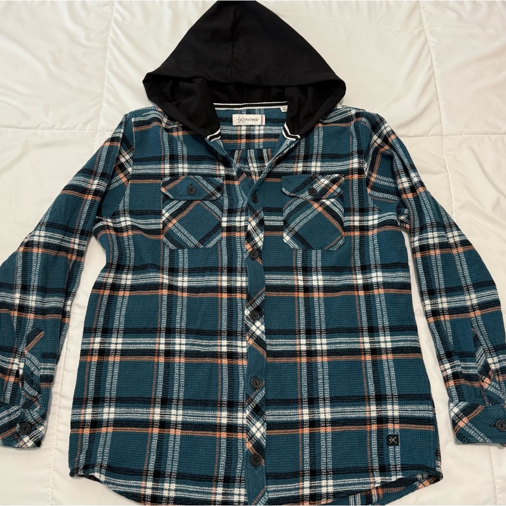 Blue Plaid Kids Hoodie by Xersion